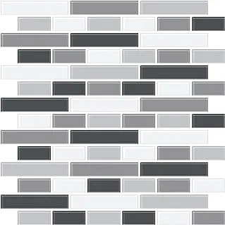 In Home NH2362 Smoked Glass Peel & Stick Backsplash Tiles, Black