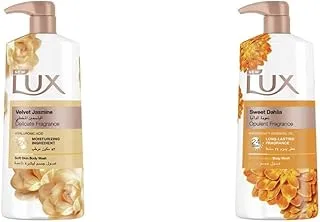 Lux Moisturising Body Wash Velvet Jasmine for All Skin Types, 700ml & Perfumed Body Wash Sweet Dahlia for 24 Hours Long Lasting Fragrance, 700ml