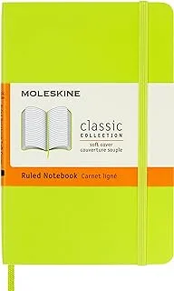 Moleskine - دفتر ملاحظات كلاسيكي ، دفتر مسطر ، غلاف ناعم وإغلاق مرن ، حجم الجيب 9 × 14 سم ، لون أخضر ليموني ، 192 صفحة