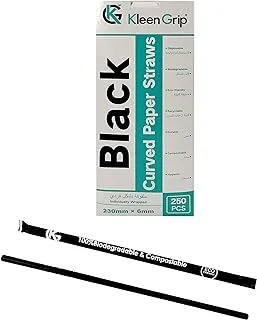 Kleen Grip Curved Paper Straws Black 230mm*6mm 250Pcs One Size 76268