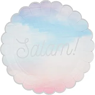 Prickly Pear Salam Baby Shower Party Plates 10-Pieces, 25 cm Diameter, Pastel/Iridescent