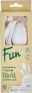 Fun Biodegradable disposable Cutlery Set (Spoon, Fork, Knife) - Ideal for Eating Salad, Dessert, Appetizer, Fruit Salad, Chinese Food & more| Handwash-Safe |Dinner Spoon (Pack of 18)