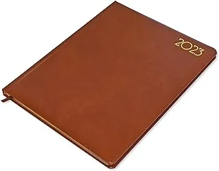 FIS 2023 golden executive diary (english) bonded leather 1-side padded brown - fsdi35egb23br