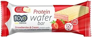 Novo 12g Protein Wafer Strawberries & Cream Real Belgian White Chocolate Pack of 12