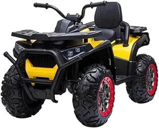 Megastar 12V Predator Premium Remote Control Ride on ATV Quad Bike for Kids, Yellow