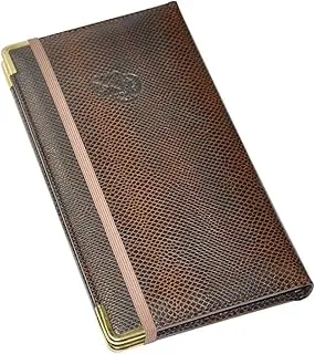 FIS FSAD25X13.5SPUA Executive Address Book with Arabic/Italian PU Padded Cover, 60 Sheets, 250 mm x 135 Size, Brown