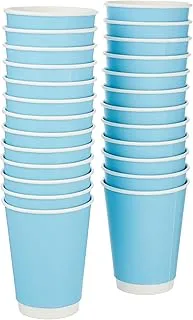 SNH Packing Disposable Double Wall Paper Coffee Cups 25-Pack, 12 oz Capacity, Blue