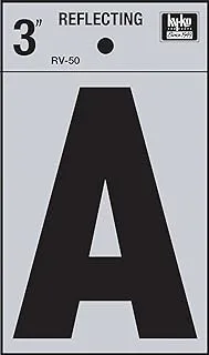 Hy-Ko Letter A Reflective Sticker, 3-Inch Size, Black