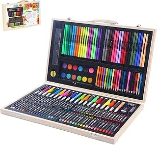 Art Set Kit Artists Drawing Pen Set Sketching Painting with Portable Wooden Case Color Pencils Markers Oil Pastels Crayon Great Gift for Children Kids Teens Student Beginner Artist (180 pcs Set)