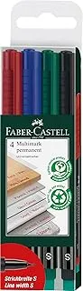 Faber-Castell Multimark Permanent S 152304 Assorted Marker Pens Pack of 4