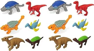 FunBlast (عبوة من 12 قطعة) مجموعة محايات موضوع الديناصورات للأطفال مجموعة قرطاسية تعليمية للأطفال (متعددة الألوان)
