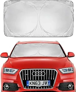 Carware Car Windshield Sunshade with Storage Pouch Car Sun shade in Multiple Sizes Foldable 240T Material for Sun heat and UV rays protection Car interior accessories 59x29 Inch Small, CARSUN01-S