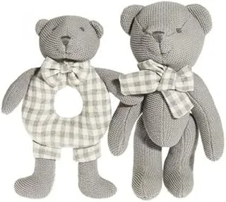 Smiki Teddy Bear Mascot 2-Piece Set, Gray