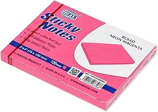 FIS® Sticky Note Pad, 3X4 inches, Pack of 12, Ruled Neon Magenta -FSPO3X4RNMG