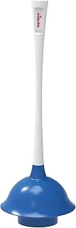 Vileda Durable Rubber Toilet Plunger With Powerful Suction, White And Blue 158906