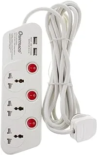 Oshtraco 3 Way Switch Extension Cord with 4 Meter Wire