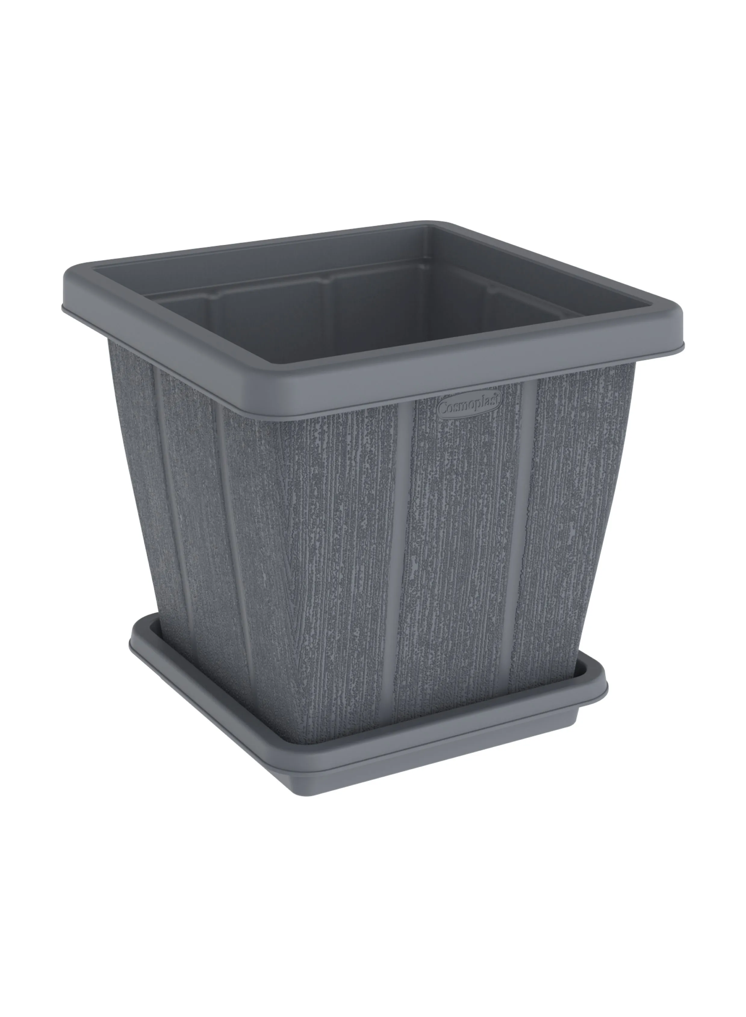 Cosmoplast 45L Cedargrain Square Planter with Tray