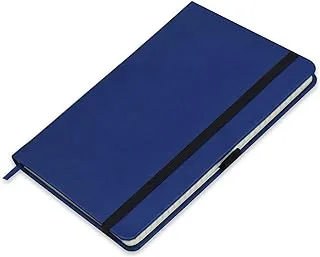 FIS Executive Notebook, Size 13x21CM, 96 Sheets Single Line With Elastic PU Window Blue -FSNBEX132196BL