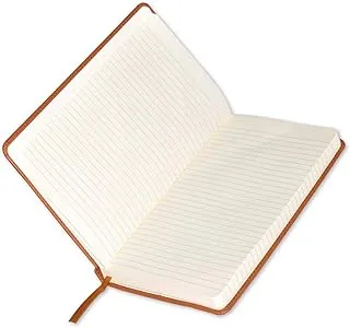 FIS Executive Notebook 120-Sheets Single Line 13x21cm, Italian PU with Pen, Brown - FSNBEXSL1321BR