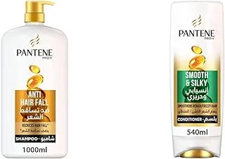 Pantene Pro-V Anti-Hairfall Shampoo 1Litre & Pro-V Smooth & Silky Conditioner, 540 ml