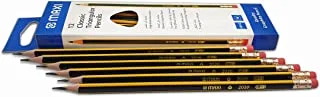 Maxi Classic Triangular Black Lead Pencil with Rubber tip,12pcs Box, Black