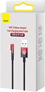 Baseus MVP 2 كابل بيانات سريع الشحن على شكل مرفق USB إلى iP 2.4A 1 متر أسود + أحمر