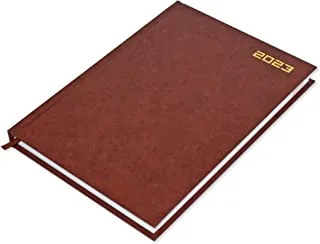 FIS 2023 Agenda Diary English Vinyl Hard Cover, Brown - FSDI75EV23BR