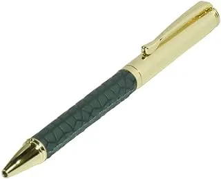 FIS FSPNGPUGRD4 Gold Pens with Embossed Italian PU Wrapper and Gift Box, Green