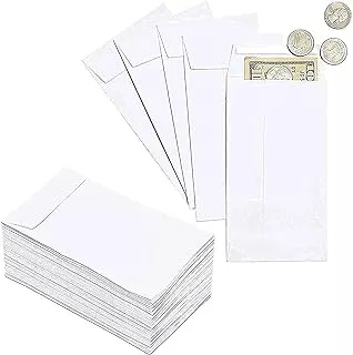 MARKQ White Coin Envelopes 6” x 4” Kraft Self-Adhesive Seed Envelopes for Small Items Parts, Wages, Notes, Beads, Garden, Office (50 Pack)