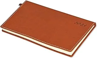 FIS 2023 Slim Diary Italian PU Round Corner (English) Sewn Cover Brown - FSDI58E23BR