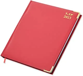 FIS 2023 Executive Diary (Arabic/English/French) Vinyl 1-Side Padded Gold Corner Red - FSDI89AEFVG23RE