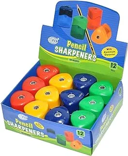 FIS FSSP60203 1-Hole Triangle Shape Plastic Sharpener 12-Pack, Assorted Colors