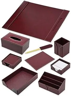 FIS Executive Desk sets, Bonded Leather, Maroon Set of 9 Pieces -FSDSEXB221MR