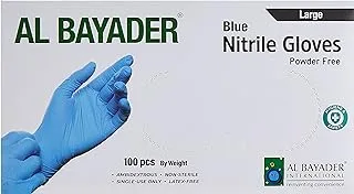 Al Bayader Disposable Nitrile Gloves powder free - Blue color - Large (Pack Of 100)