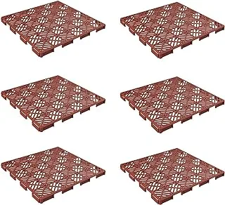 Pure Garden 50-147 Interlocking Tiles-Multipurpose Indoor/Outdoor Flooring 11.5 x 11.5”, Set of 6 (Terracotta)