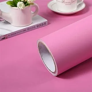 bpa Wall Sticker wallpaper Film Oil-proof Kitchen Cabinet Desktop Renovation PVC Vinyl Waterproof Self Adhesive Living Room Decor (Color : Matt Pink, Dimensions 40cm x 2m)