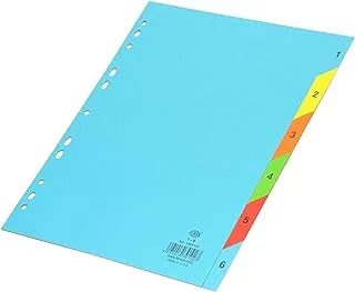 FIS FSDV336 Card Divider, 160 Gsm, 1-6 English, A4 Size, Blue