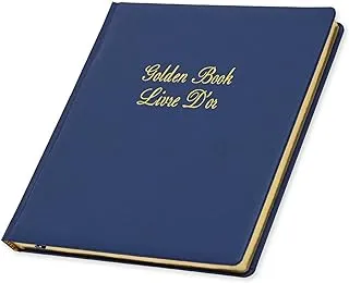 FIS Italian PU Cover 100 Gsm Ivory Paper 96 Sheets Golden Book with Frame Gift Box and Gilding, 280 mm x 275 Size, Blue