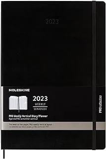 Moleskine Weekly Professional Planner 2023 ، يوميات أسبوعية لمدة 12 شهرًا مع تخطيط عمودي ، مخطط مع تقسيم كل ساعة ، غلاف صلب ، مقاس A4 21 × 29.7 سم ، اللون أسود