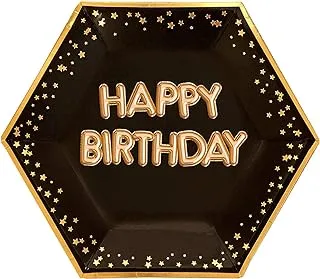 Glitz & Glamour Black & Gold Plate - Large Happy Birthday