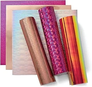 Cricut Vinyl Permanent - Holographic Pink Sampler, 12x12 Vinyl Sheets & Adhesive Foil, Adhesive Vinyl for Cricut Machines, Create Long-Lasting DIY Projects (Pack of 6)