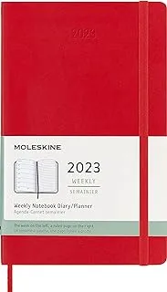 Moleskine Weekly Planner 2023, 12-Month Weekly Diary, Weekly Planner and Notebook, Soft Cover, Large Size 13 x 21 cm, Colour Scarlet Red