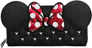 Loungefly Minnie Bow Zip Around Wallet, LF-WDWA0564, Black/Red