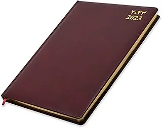 FIS 2023 Golden Diary A4 Arabic/English Bonded Leather 1-Side Padded Maroon - FSDI48AEGB23MR