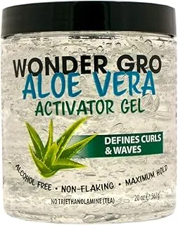 Wonder Gro Aloe Vera Activator Gel, 20 fl oz - Non-Flaking, Alcohol-Free - Defines Curls & Waves