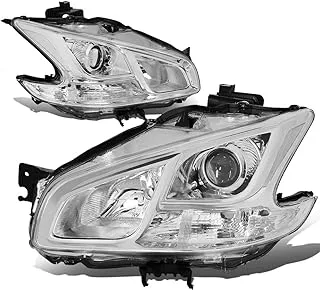 DNA Motoring HL-OH-NM09-CH-CL1 Chrome Housing Clear Corner Projector Headlights Replacement For 09-14 Maxima