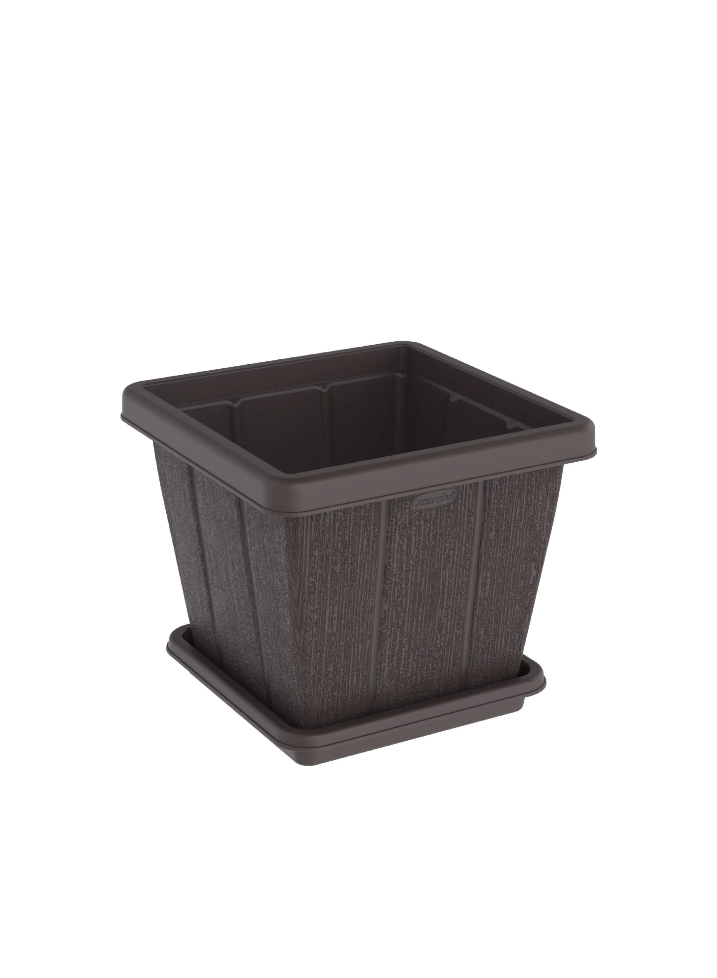 Cosmoplast 20L Cedargrain Square Planter with Tray