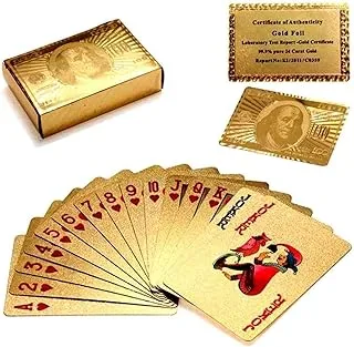 Toyshine Gold Plated Poker Playing Cards, Classic PVC Poker Table Cards - Gold