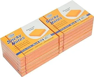 FIS FSPO34FOR Sticky Note Pads, 100 Sheets, 12-Pack, 3-inch x 4-inch Size, Fluorescent Orange