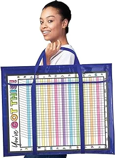 Carson Dellosa Deluxe Pocket Chart Tote Bag—Large Organizer for Bulletin Boards, Charts, Calendars, Wall Art, Posters, Papers, Classroom Supplies Storage (24